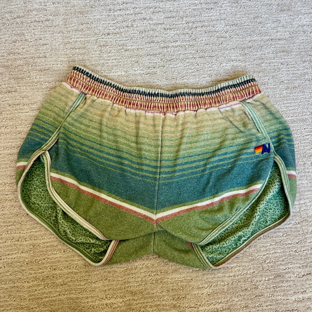 Aviator Nation Women’s Green Multicolor Striped Serade Shorts - M